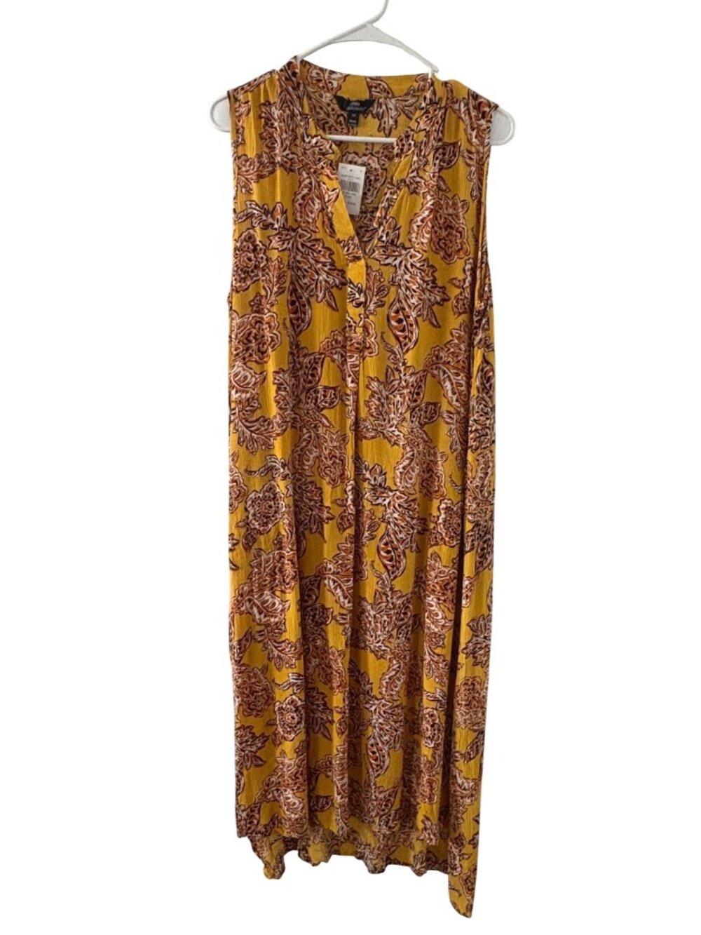 Mustard Yellow Floral Boho Maxi Plus Size Sleeveless Dress 1X- Mlle Gabrielle